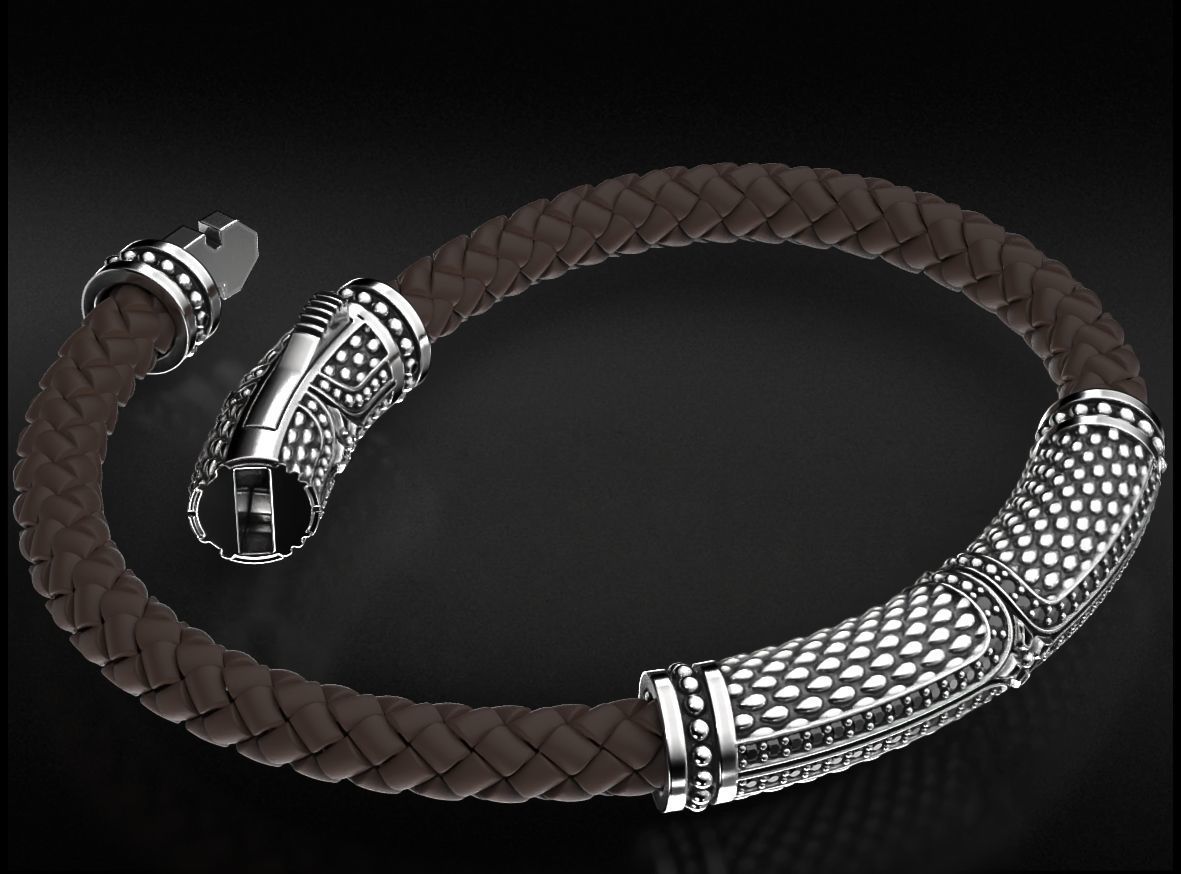 Stylish vintage bracelet with black onyx 743 3D print model_1