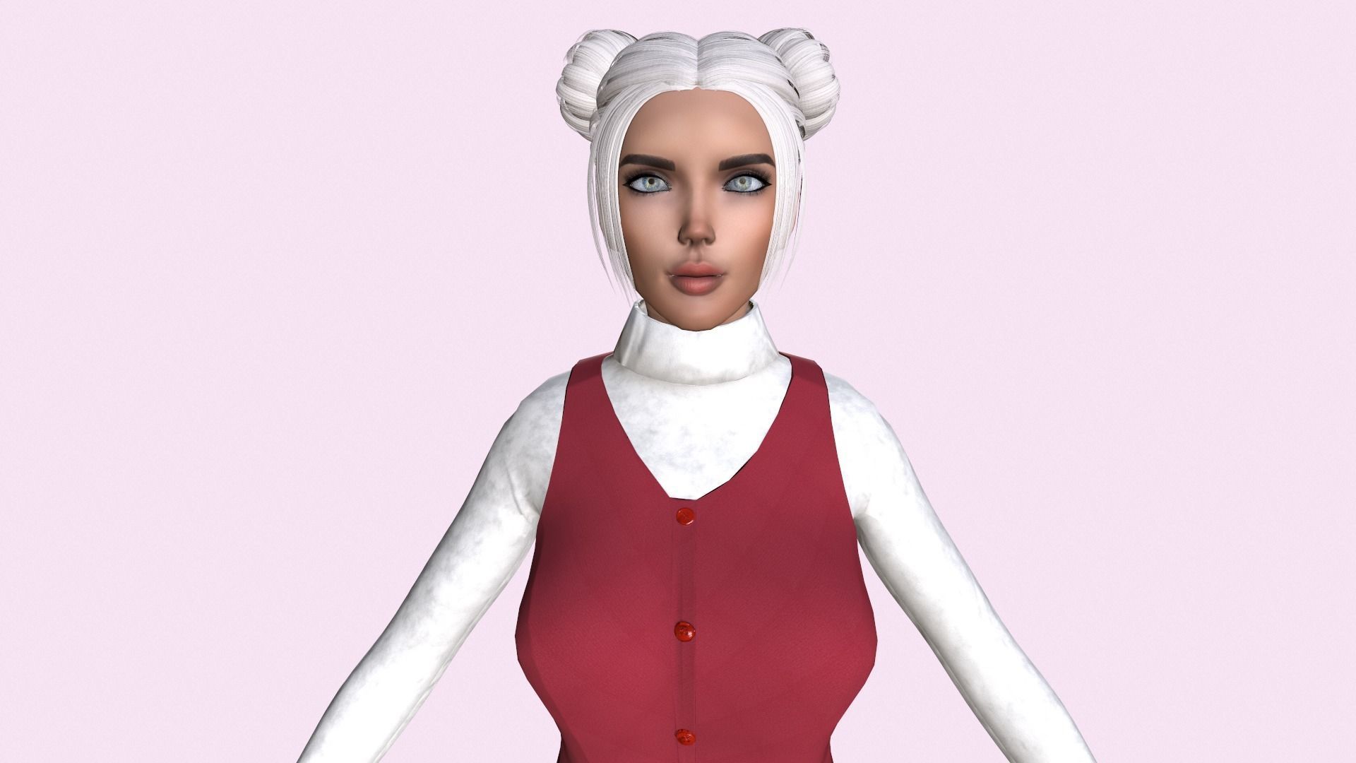 Maya Modular Girl 1 Low-poly 3D model_5