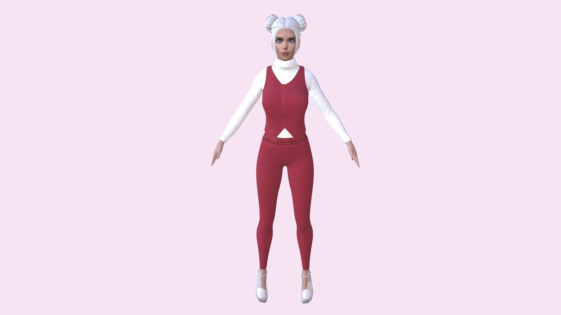 Maya Modular Girl 1 Low-poly 3D model_2