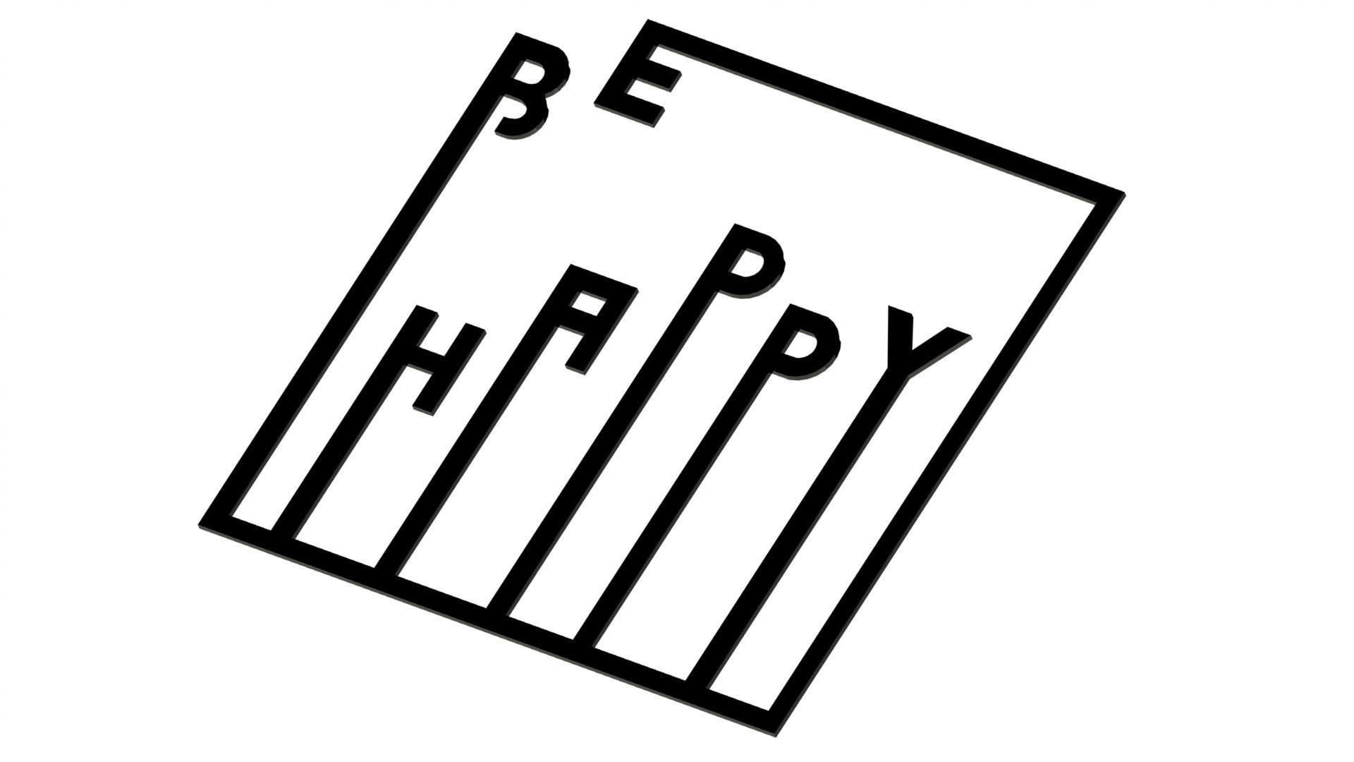 Poster Be happy 3D print model_3