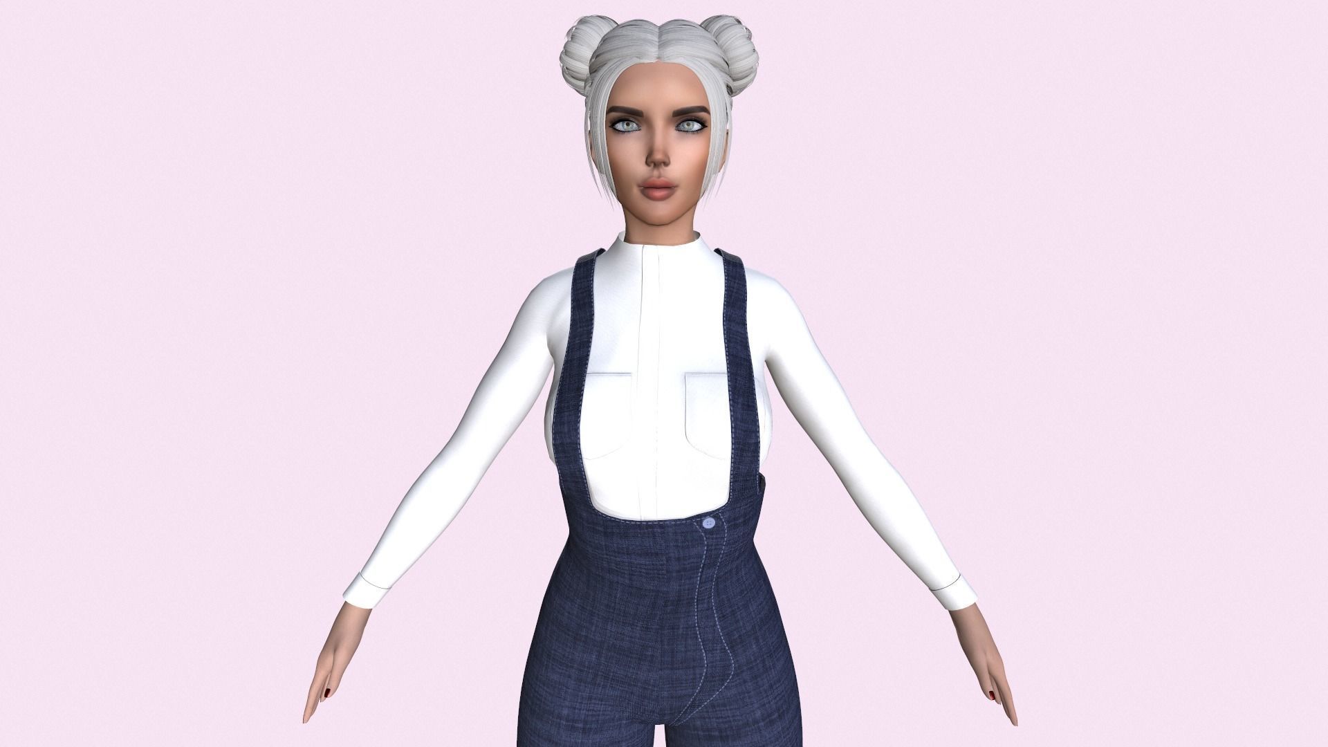 Maya Modular Girl 2 Low-poly 3D model_5