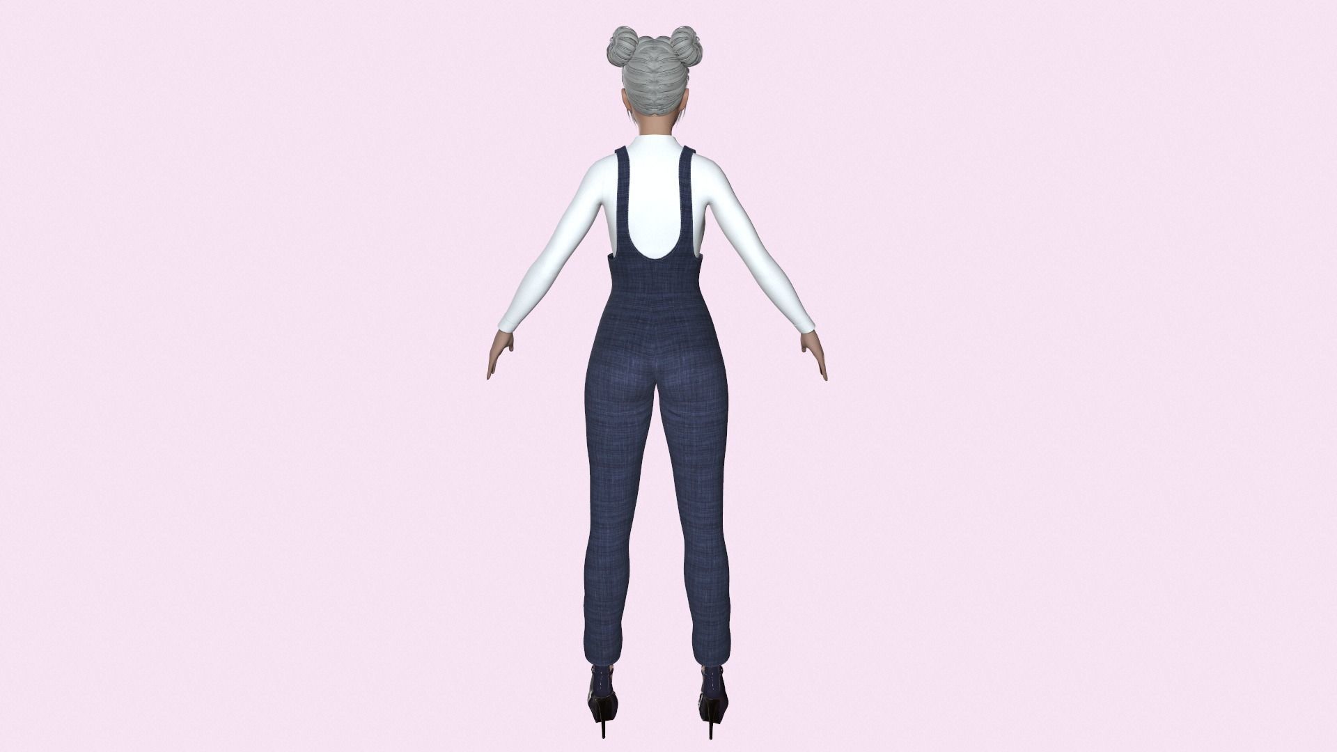 Maya Modular Girl 2 Low-poly 3D model_3