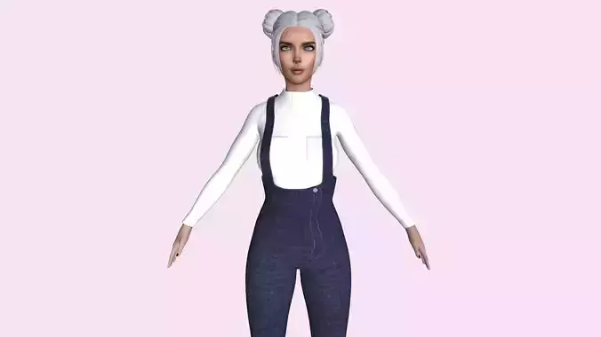 Maya Modular Girl 2 Low-poly 3D model