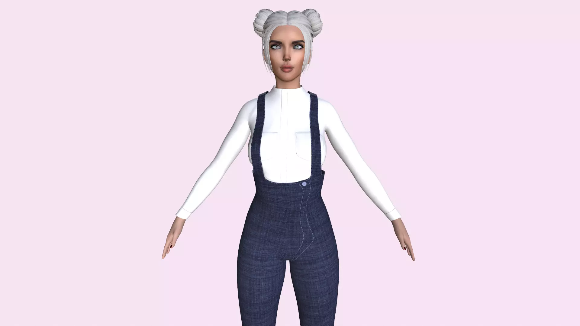 Maya Modular Girl 2 Low-poly 3D model_0