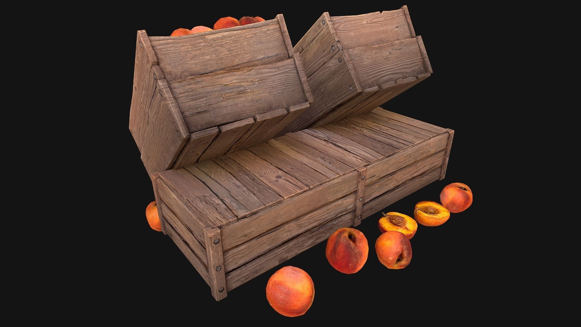 Peaches Crate Stand Box Low-poly 3D model_12