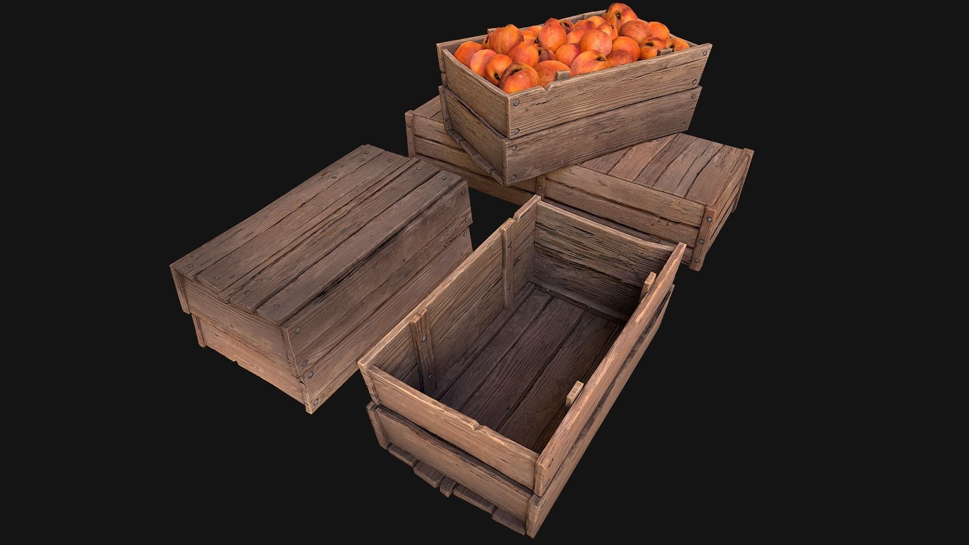 Peaches Crate Stand Box Low-poly 3D model_14