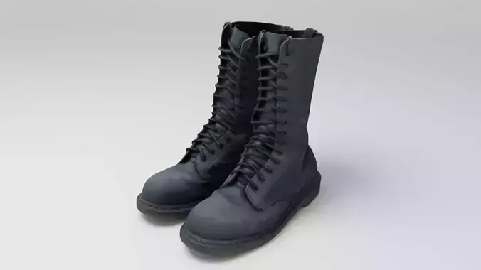 Pair of high tall black leather boots footwear style autumn 
