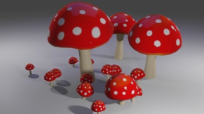 mashroom group of mushrooms Free low-poly 3D model