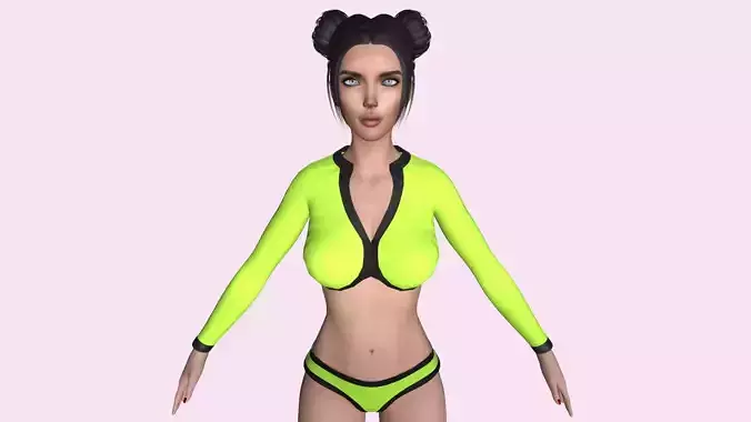 Maya Modular Girl 3 Low-poly 3D model