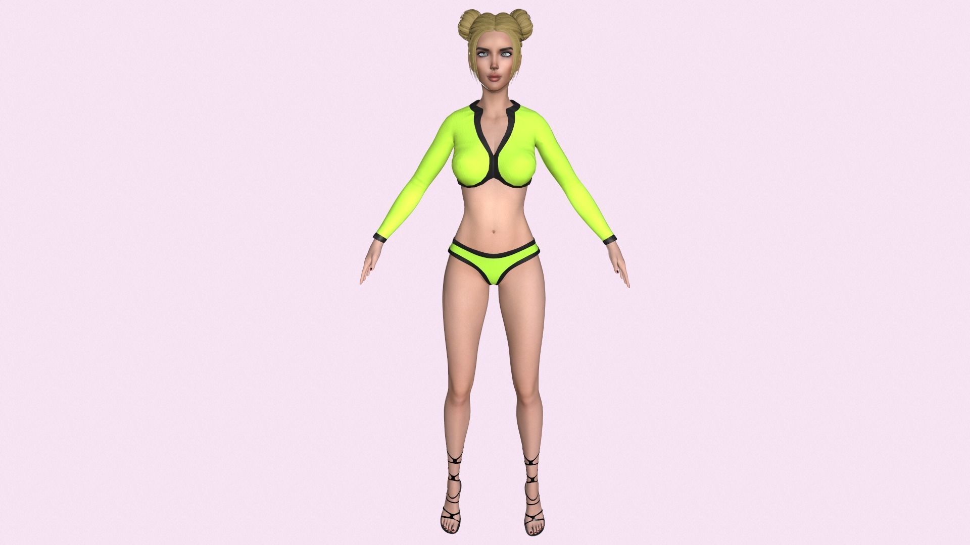 Maya Modular Girl 3 Low-poly 3D model_2