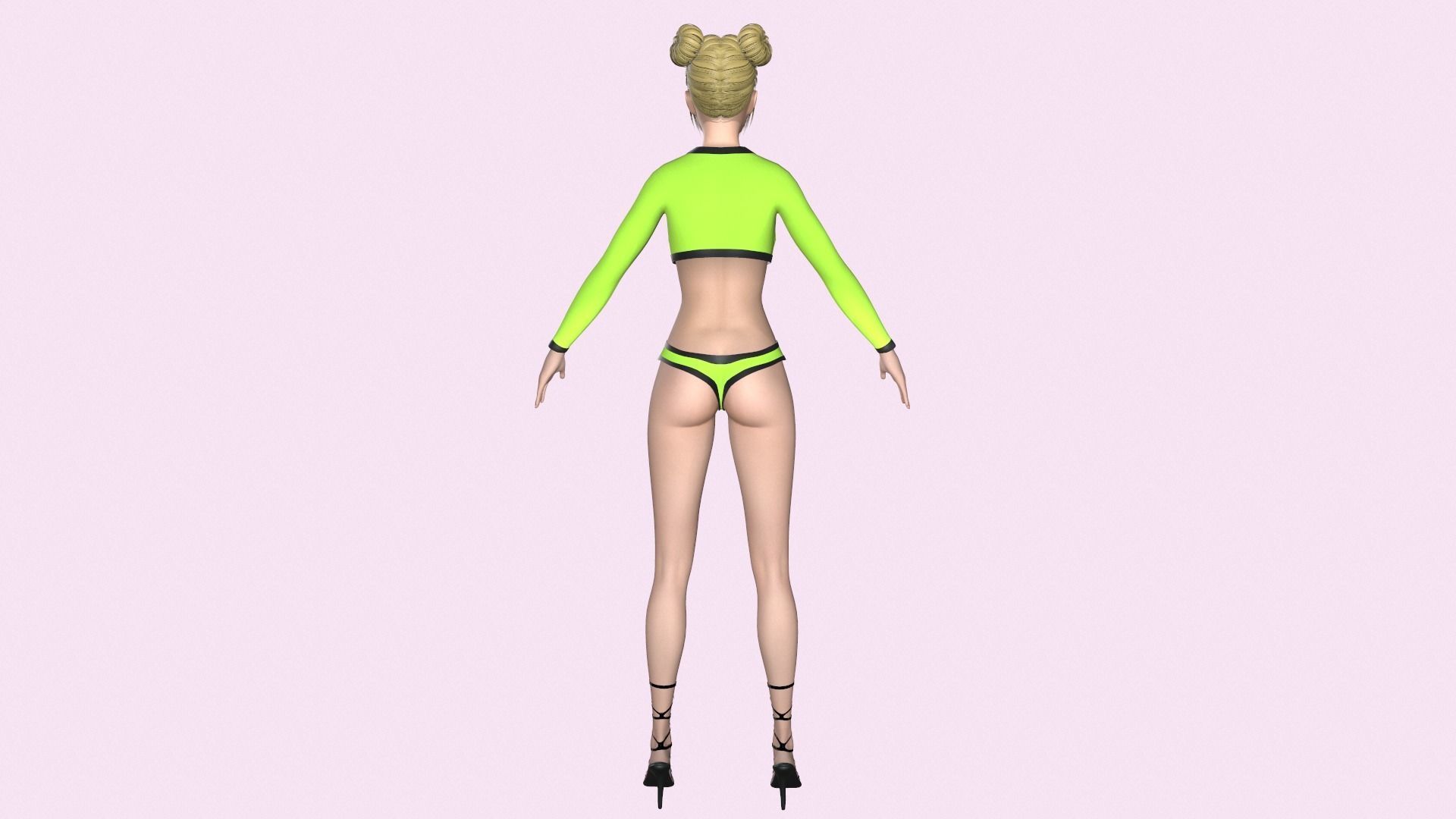 Maya Modular Girl 3 Low-poly 3D model_3
