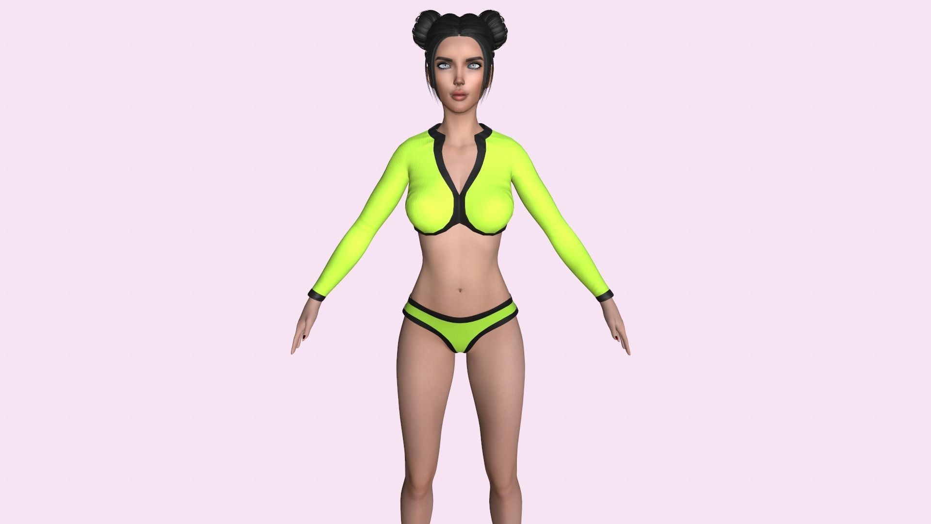 Maya Modular Girl 3 Low-poly 3D model_5