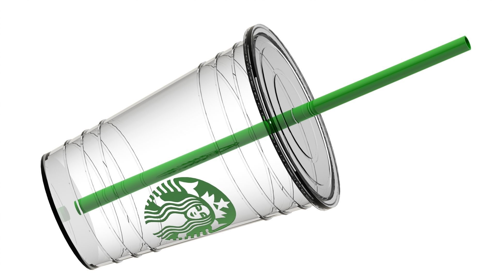 Starbucks coffee cup with flat lid 3D print model_2