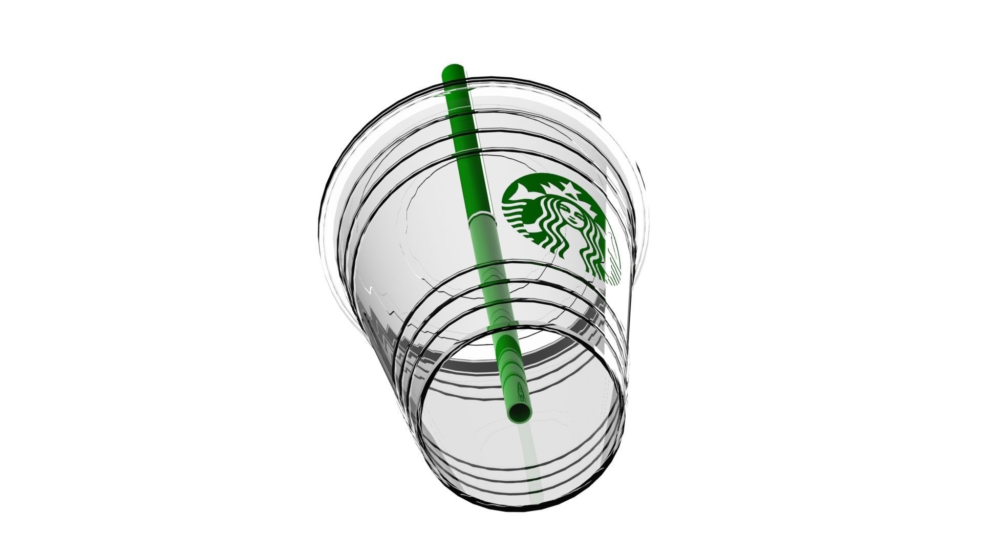 Starbucks coffee cup with flat lid 3D print model_3