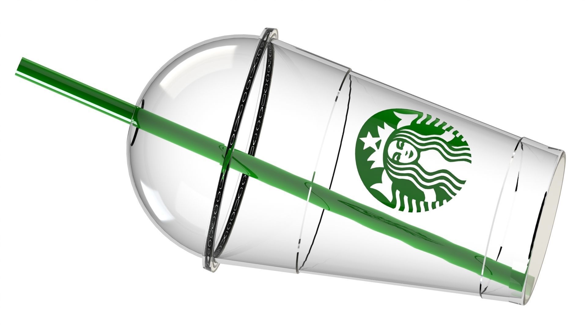 Starbucks cofee cup with dome lid 3D print model_4