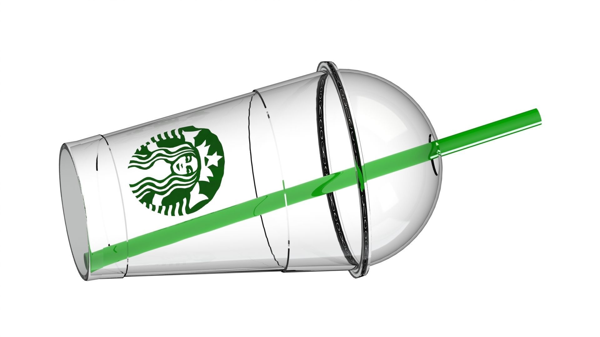 Starbucks cofee cup with dome lid 3D print model_1