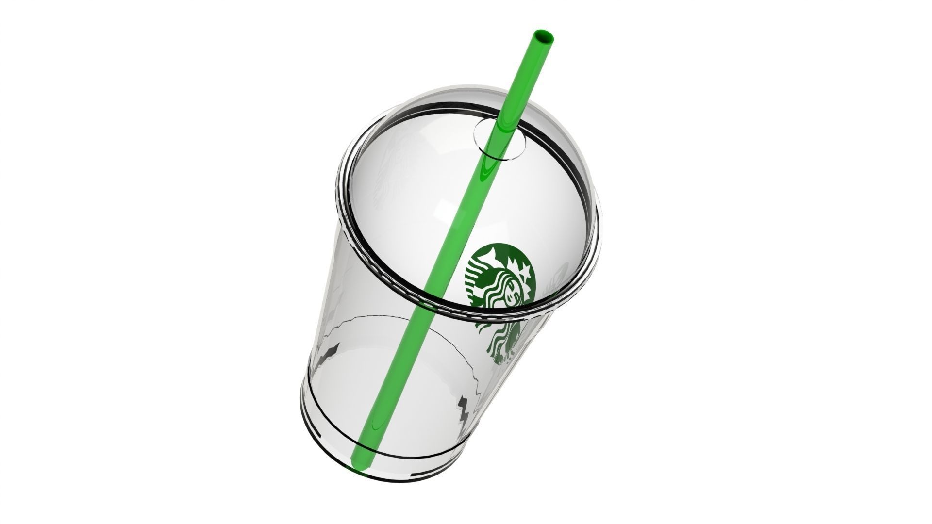 Starbucks cofee cup with dome lid 3D print model_3