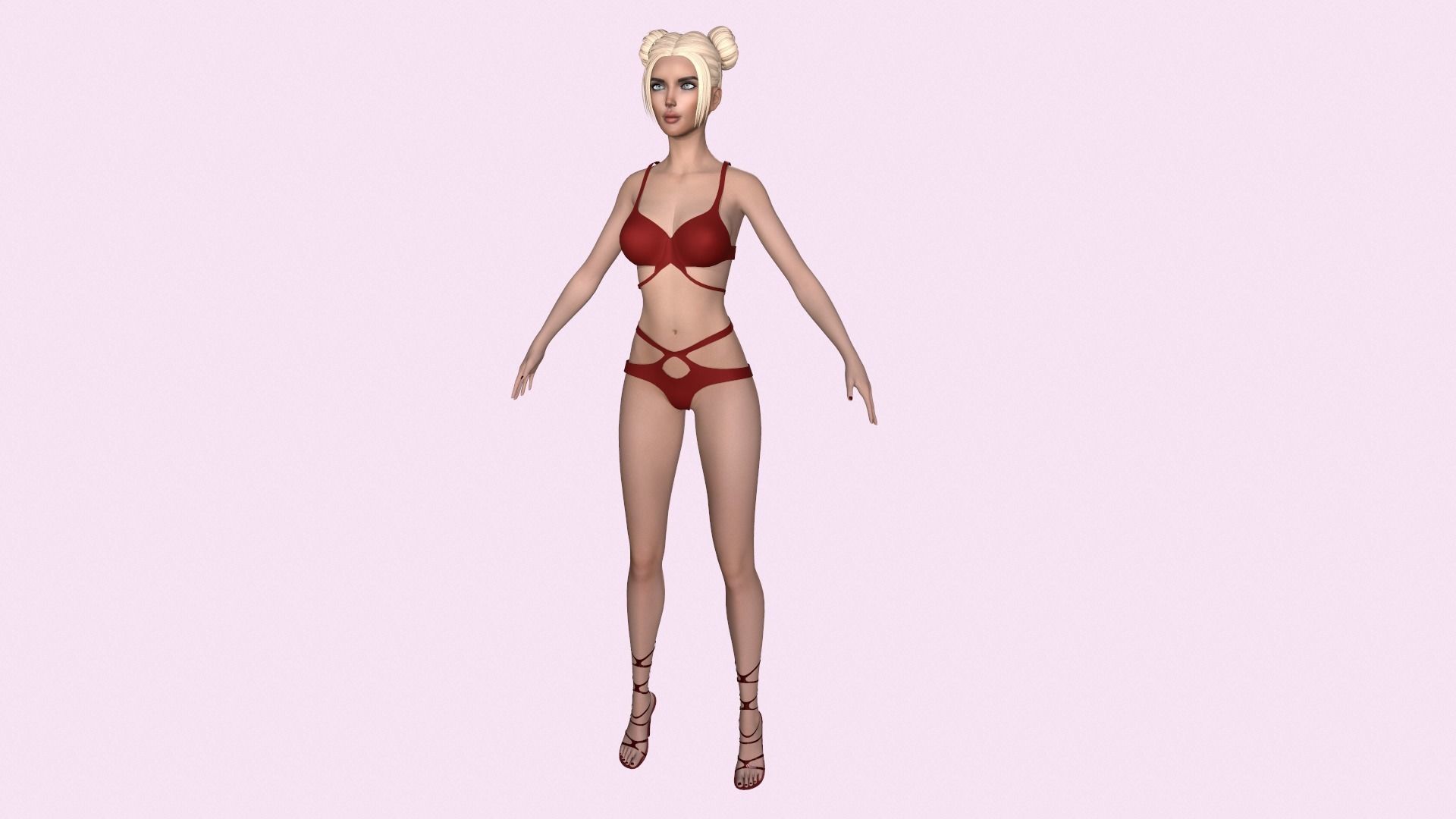 Maya Modular Girl 4 Low-poly 3D model_4