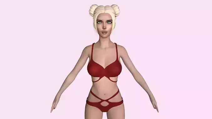 Maya Modular Girl 4 Low-poly 3D model
