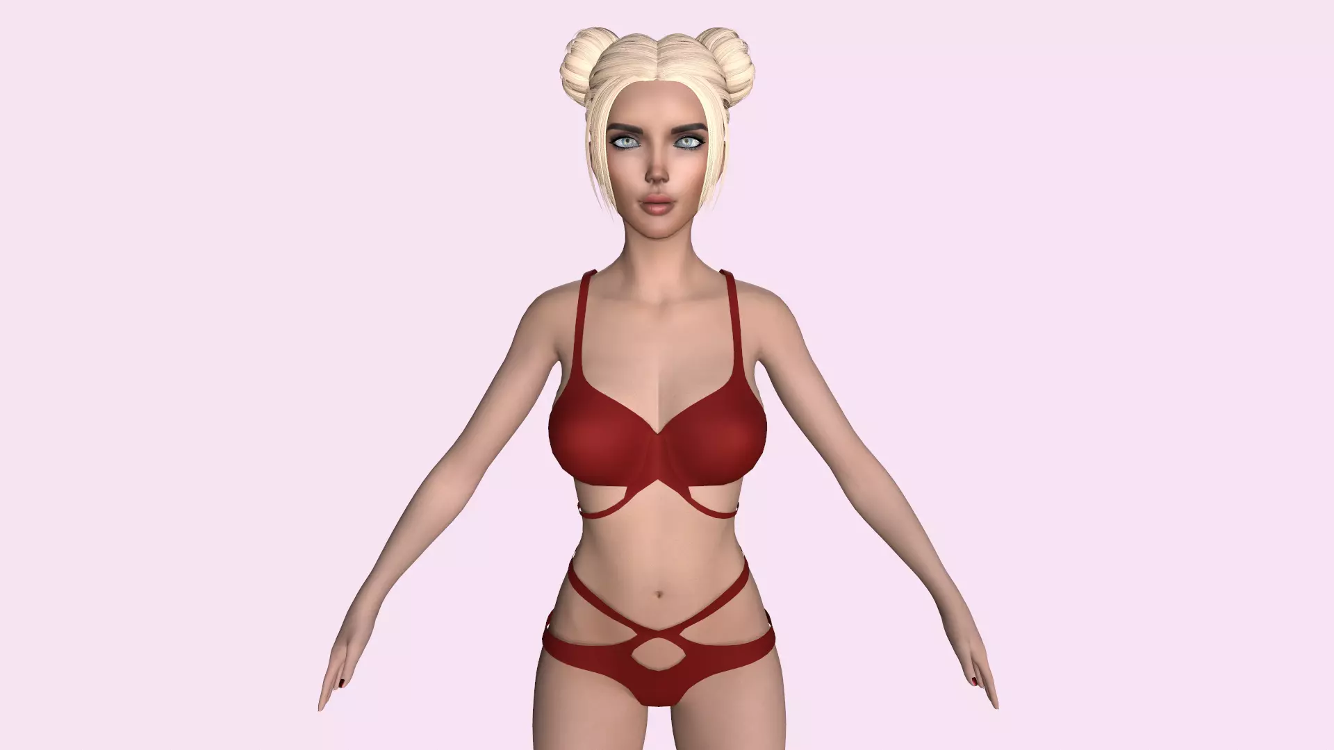 Maya Modular Girl 4 Low-poly 3D model_0