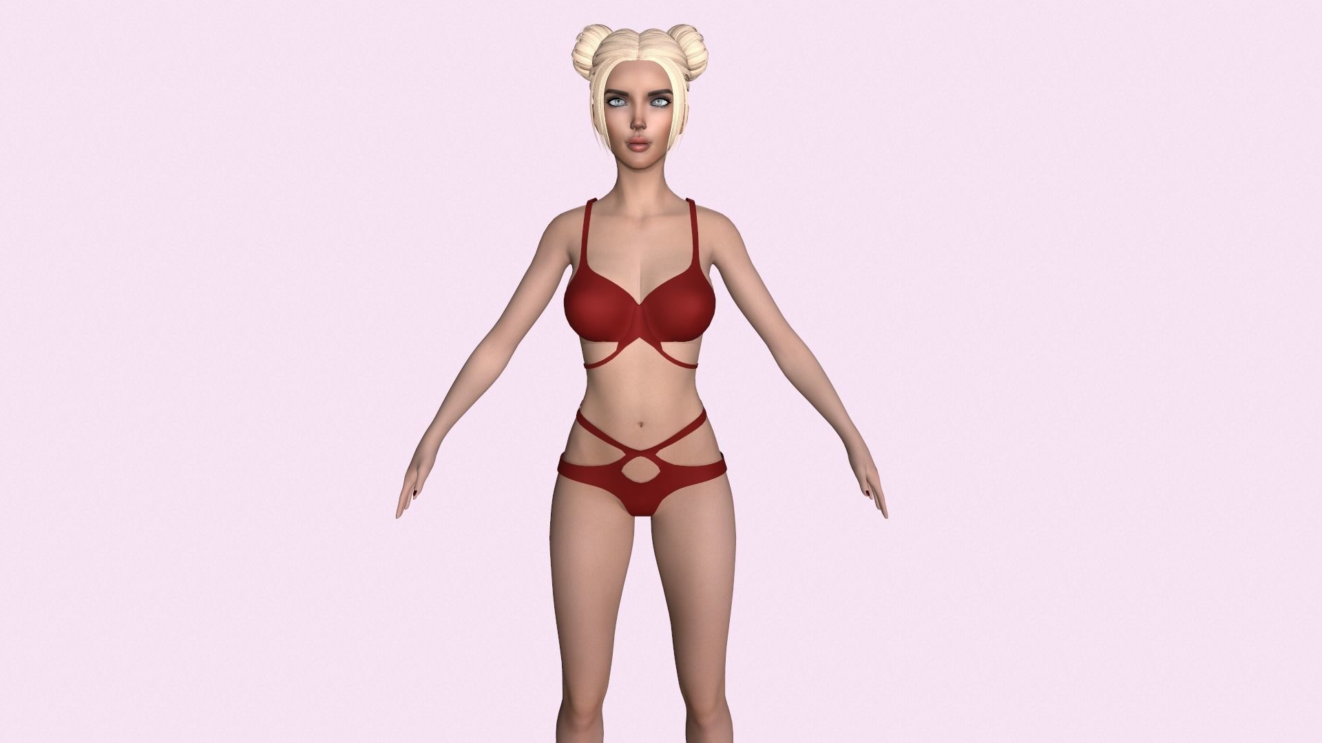 Maya Modular Girl 4 Low-poly 3D model_5