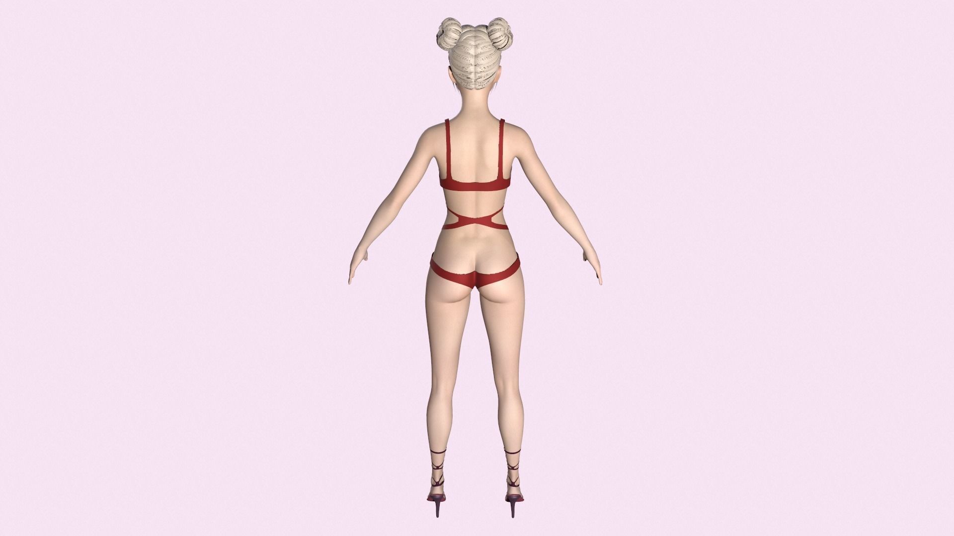 Maya Modular Girl 4 Low-poly 3D model_3