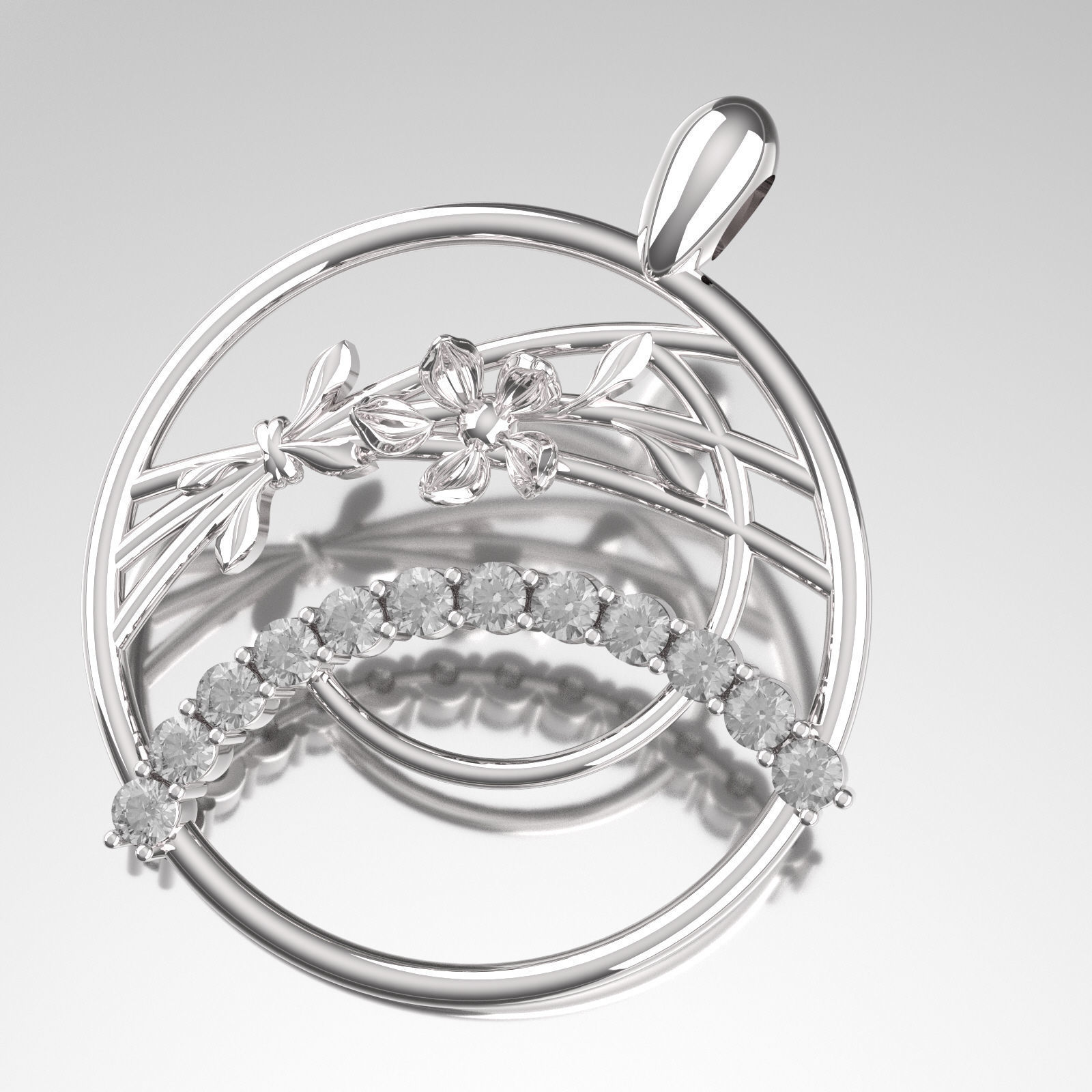 26pendant silver pendant with diamonds 3D print model_4