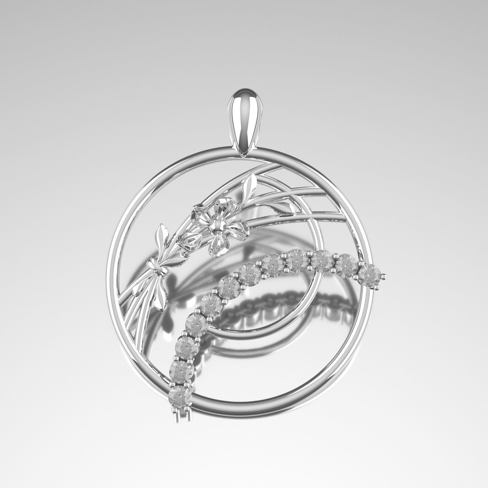 26pendant silver pendant with diamonds 3D print model_1