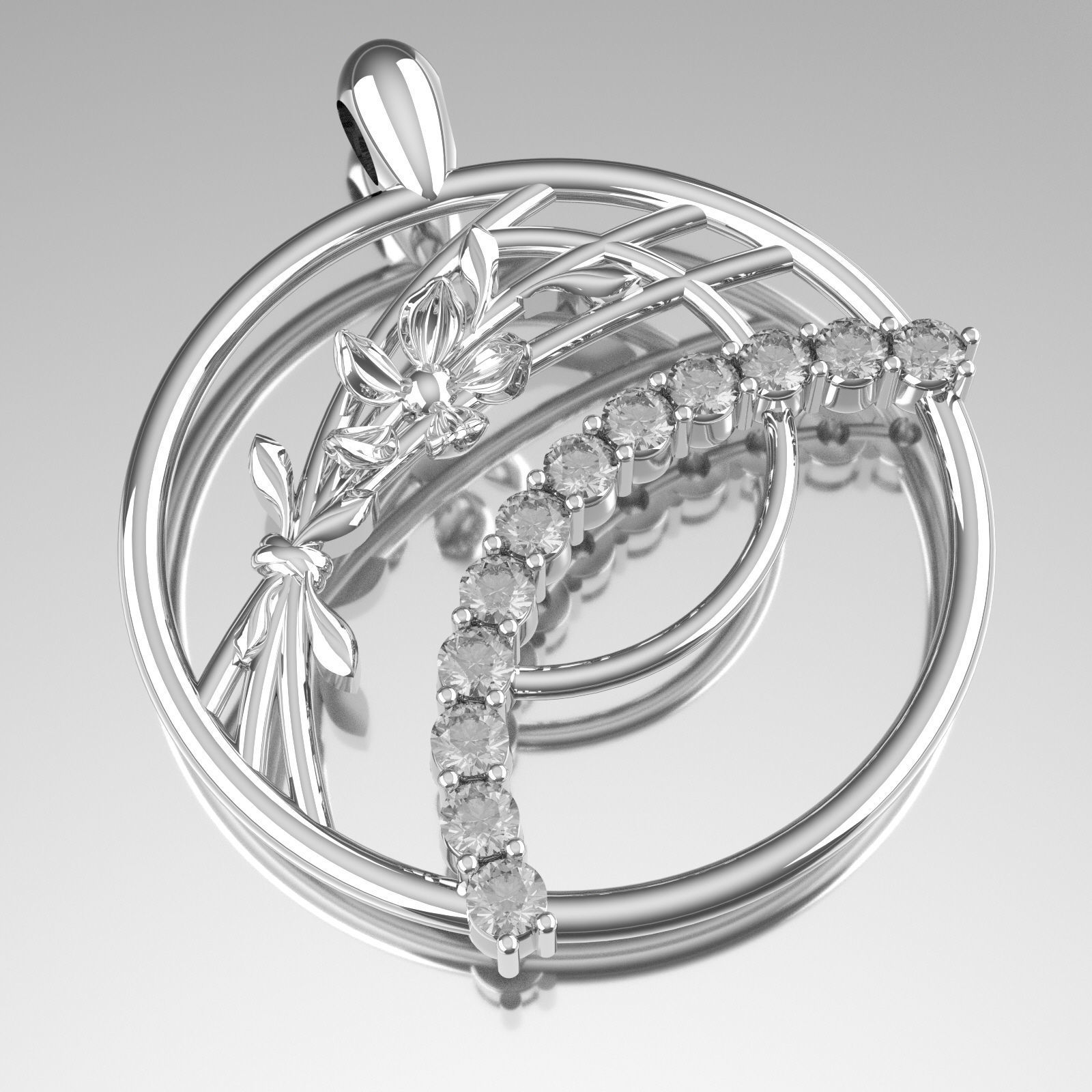 26pendant silver pendant with diamonds 3D print model_2