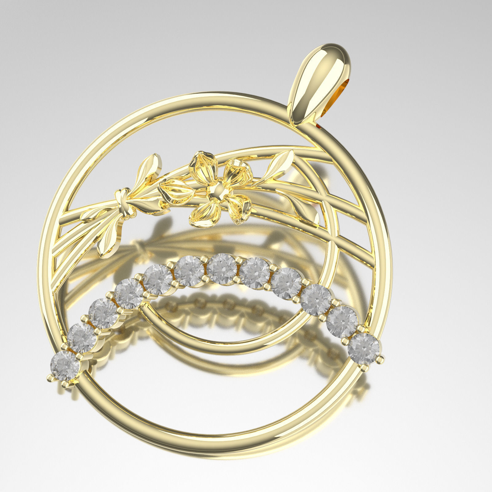 26pendant silver pendant with diamonds 3D print model_3