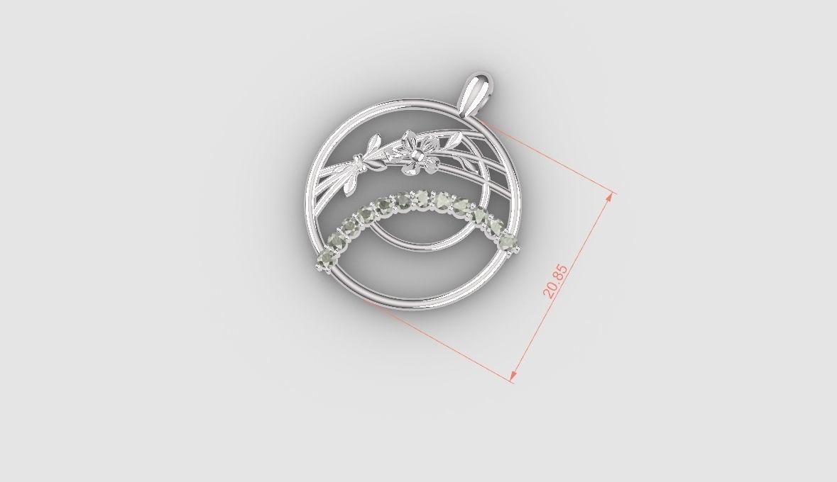 26pendant silver pendant with diamonds 3D print model_5