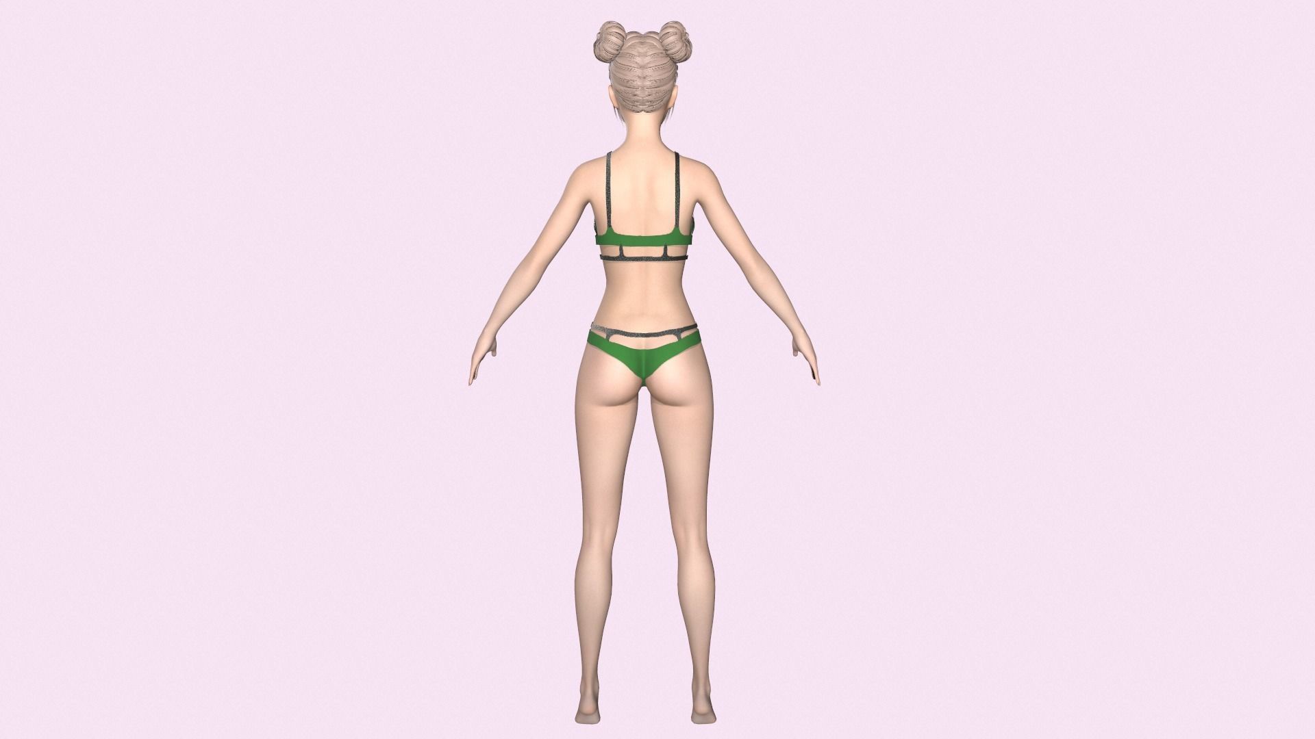 Maya Modular Girl 5 Low-poly 3D model_3