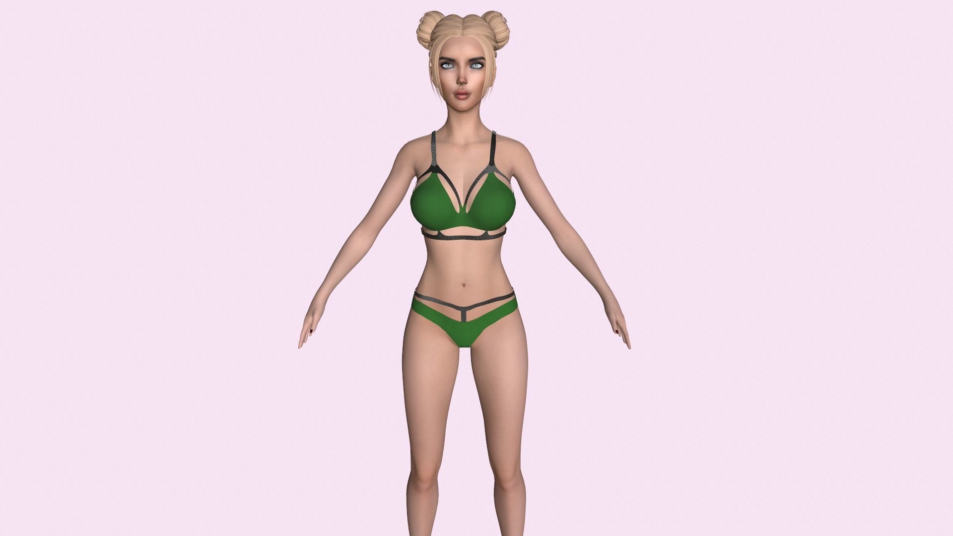 Maya Modular Girl 5 Low-poly 3D model_6
