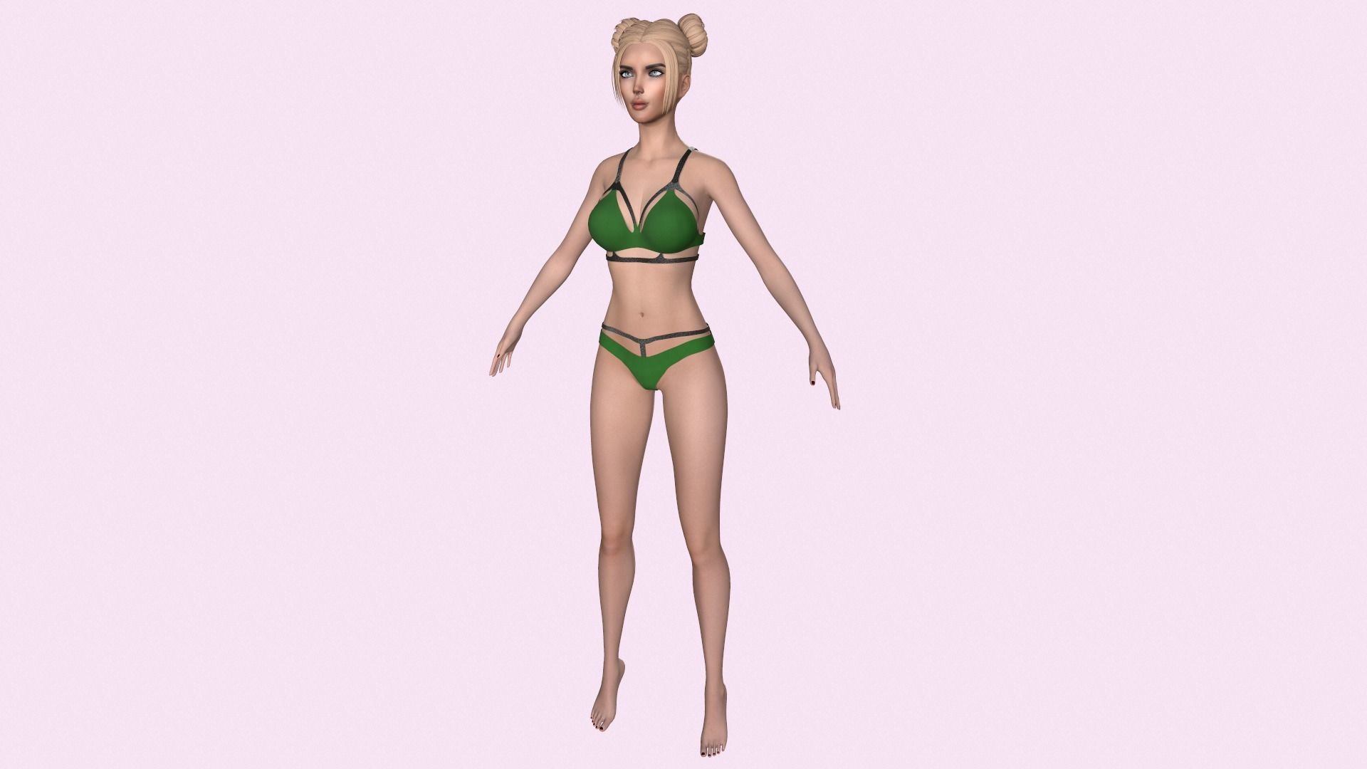 Maya Modular Girl 5 Low-poly 3D model_4