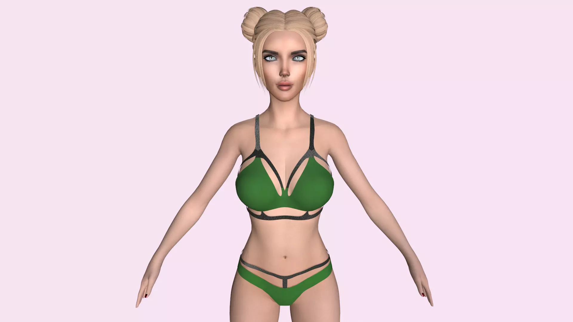 Maya Modular Girl 5 Low-poly 3D model_0