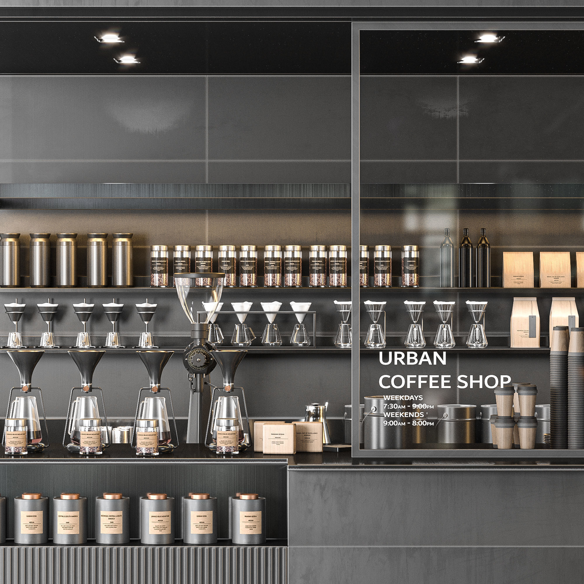 urban coffee shop 3D model_4