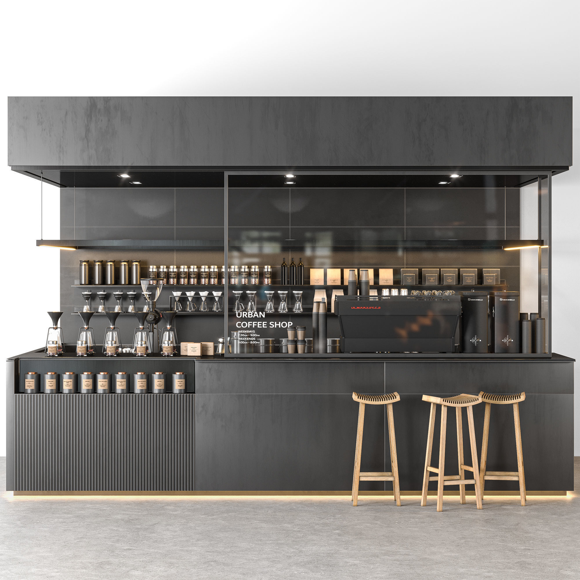 urban coffee shop 3D model_1