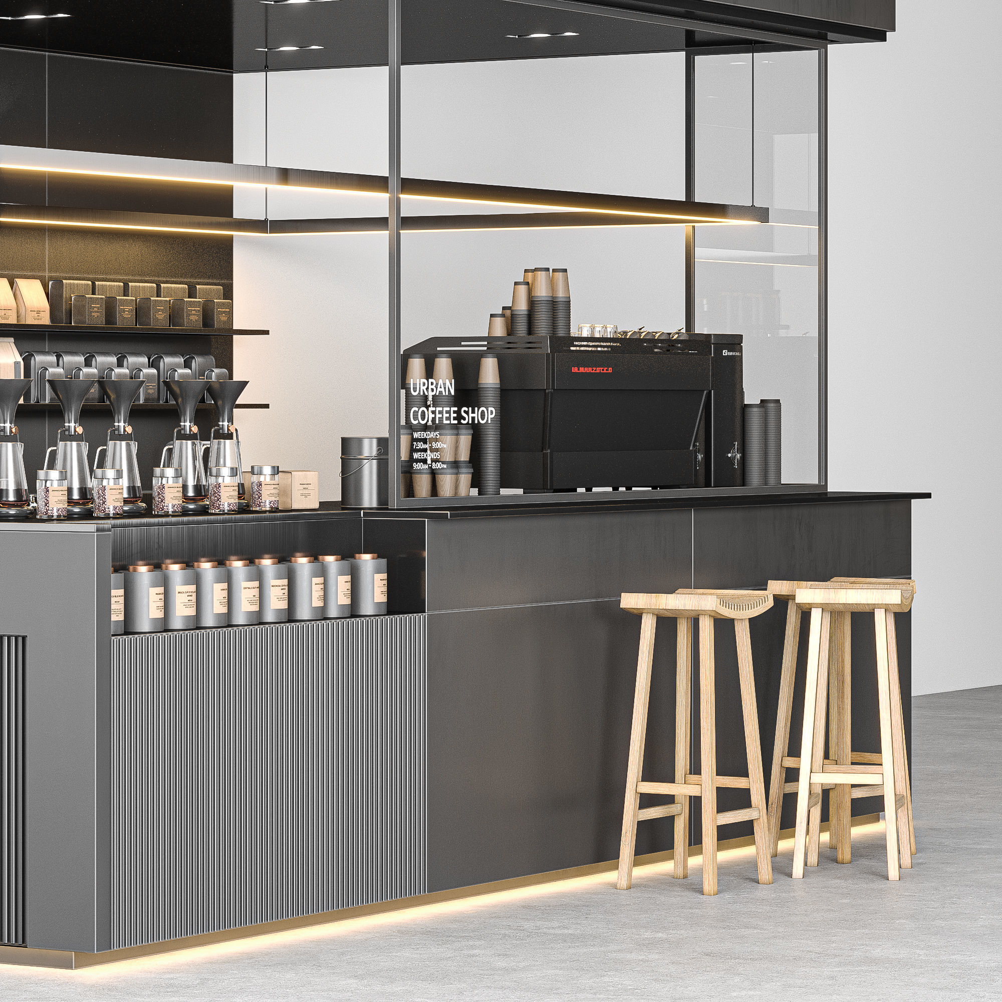 urban coffee shop 3D model_5