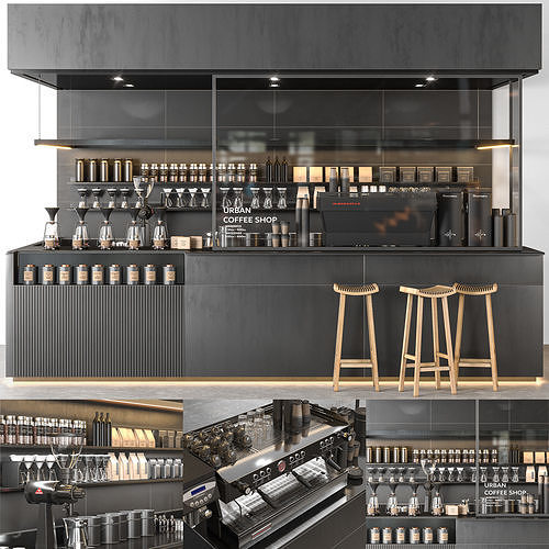 urban coffee shop 3D model