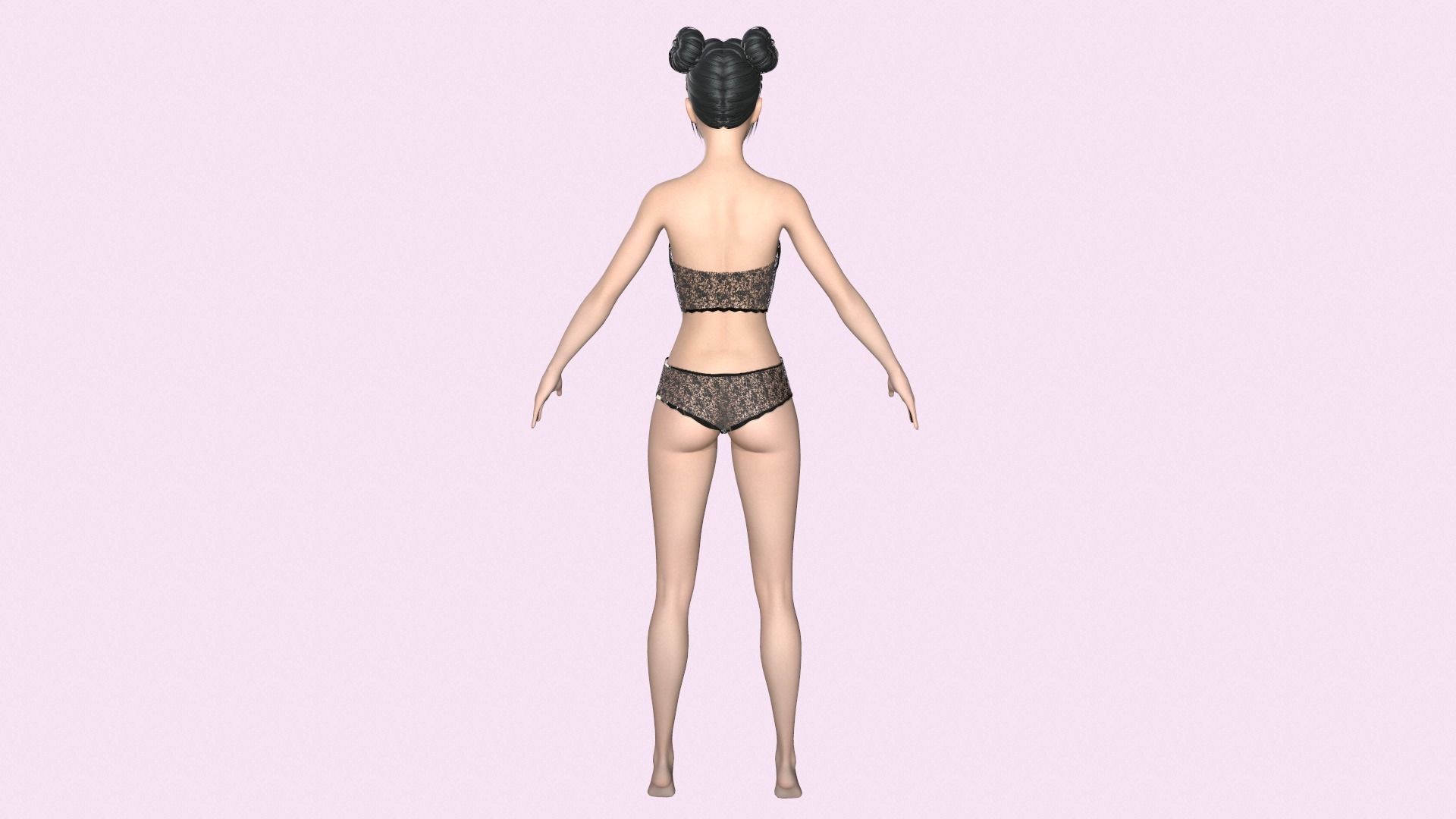 Maya Modular Girl 6 Low-poly 3D model_3