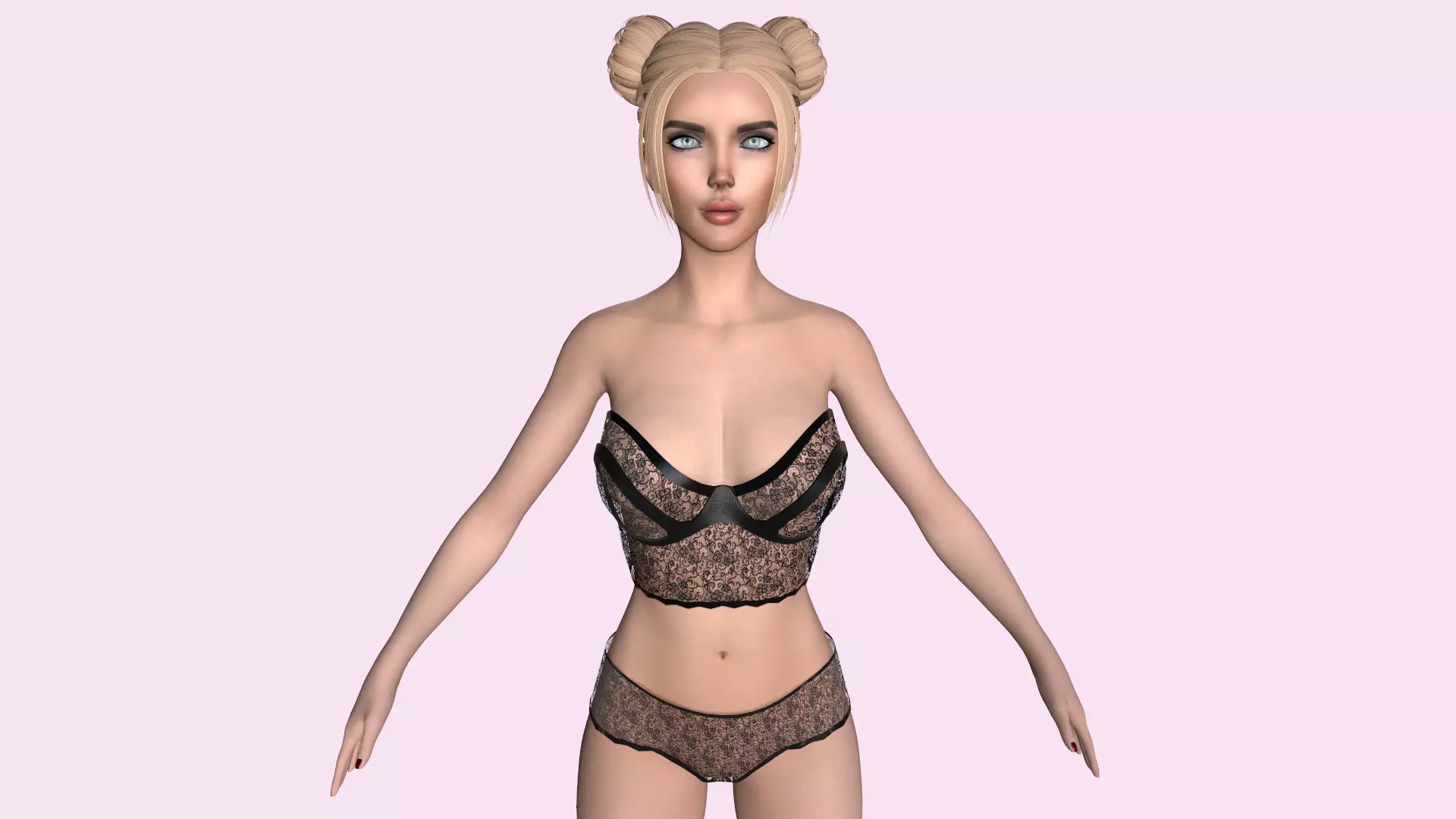 Maya Modular Girl 6 Low-poly 3D model_0