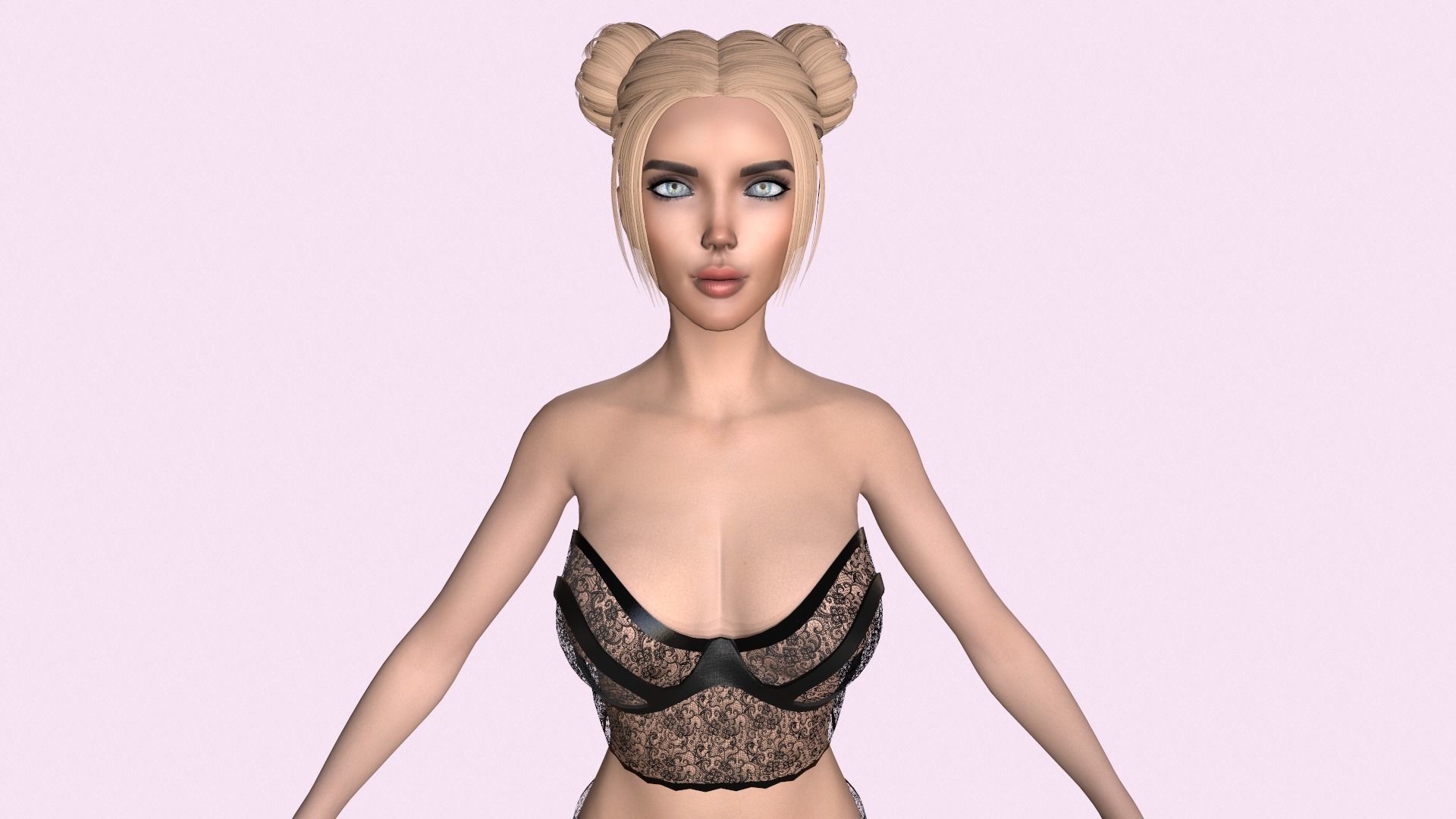 Maya Modular Girl 6 Low-poly 3D model_5