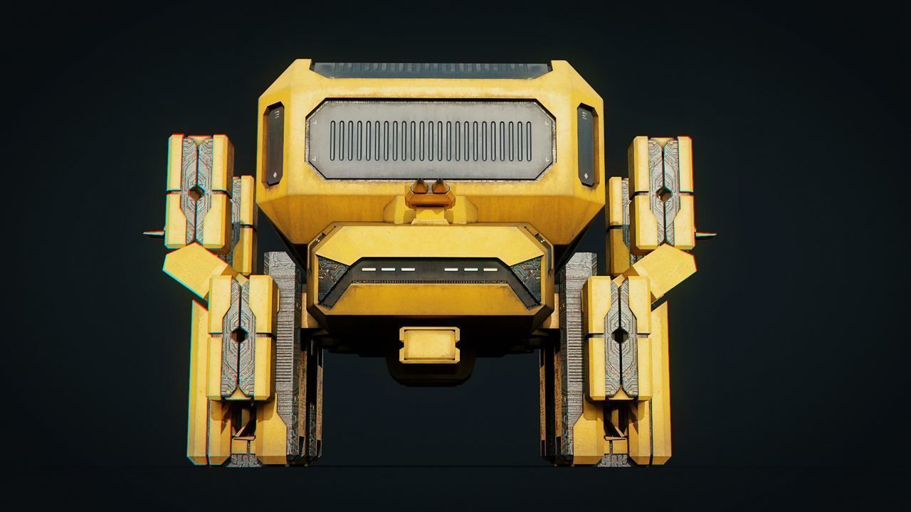 Spaceship Fighter - Sci-Fi Modular Animated  4K Textures Low-poly 3D model_7