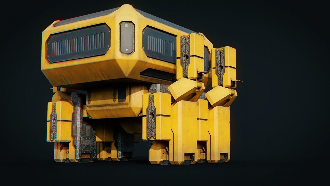 Spaceship Fighter - Sci-Fi Modular Animated  4K Textures Low-poly 3D model_8