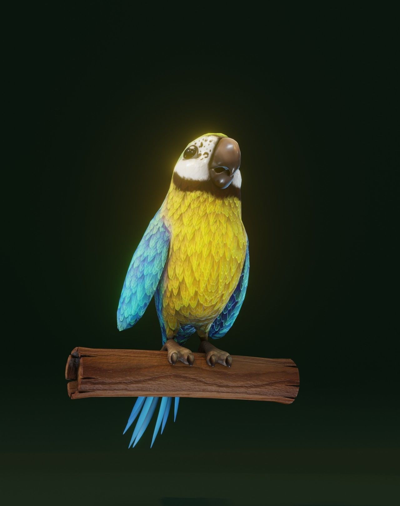 Cartoon Ara Parrot Rigged 3D Models Low-poly 3D model_14