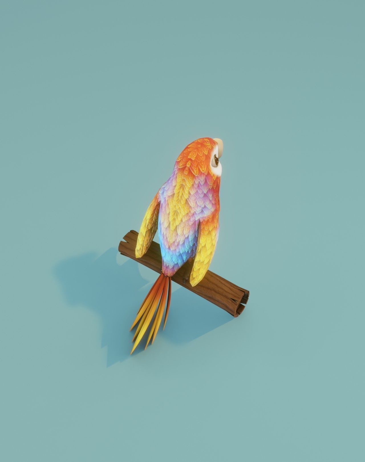 Cartoon Ara Parrot Rigged 3D Models Low-poly 3D model_47