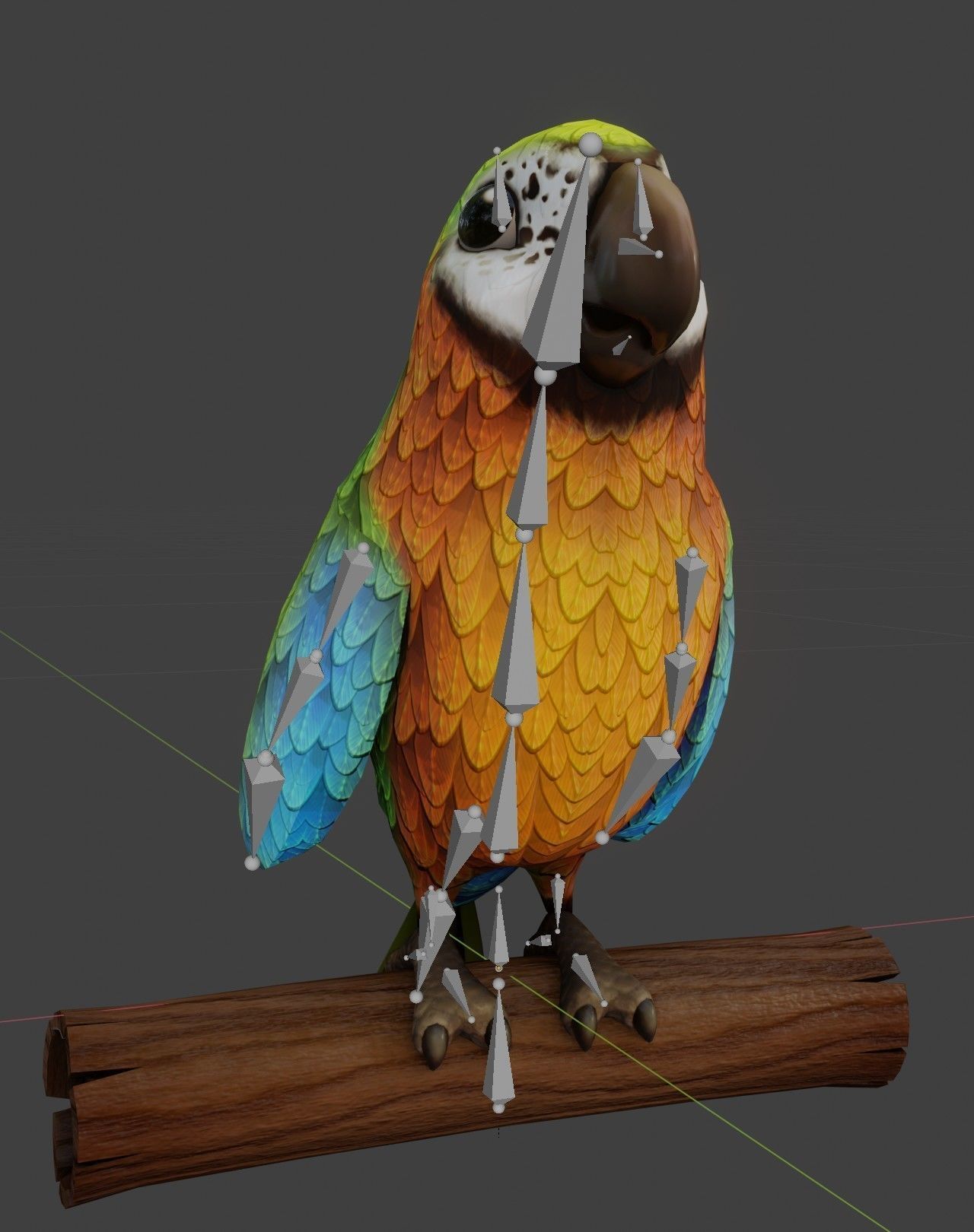 Cartoon Ara Parrot Rigged 3D Models Low-poly 3D model_4