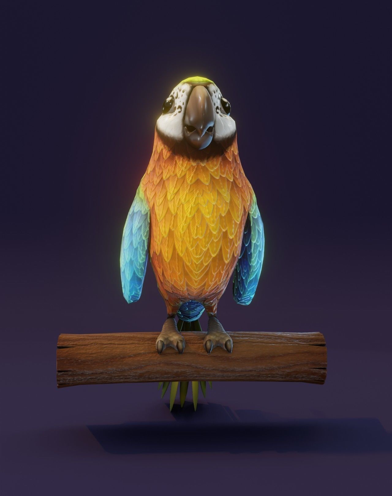 Cartoon Ara Parrot Rigged 3D Models Low-poly 3D model_29