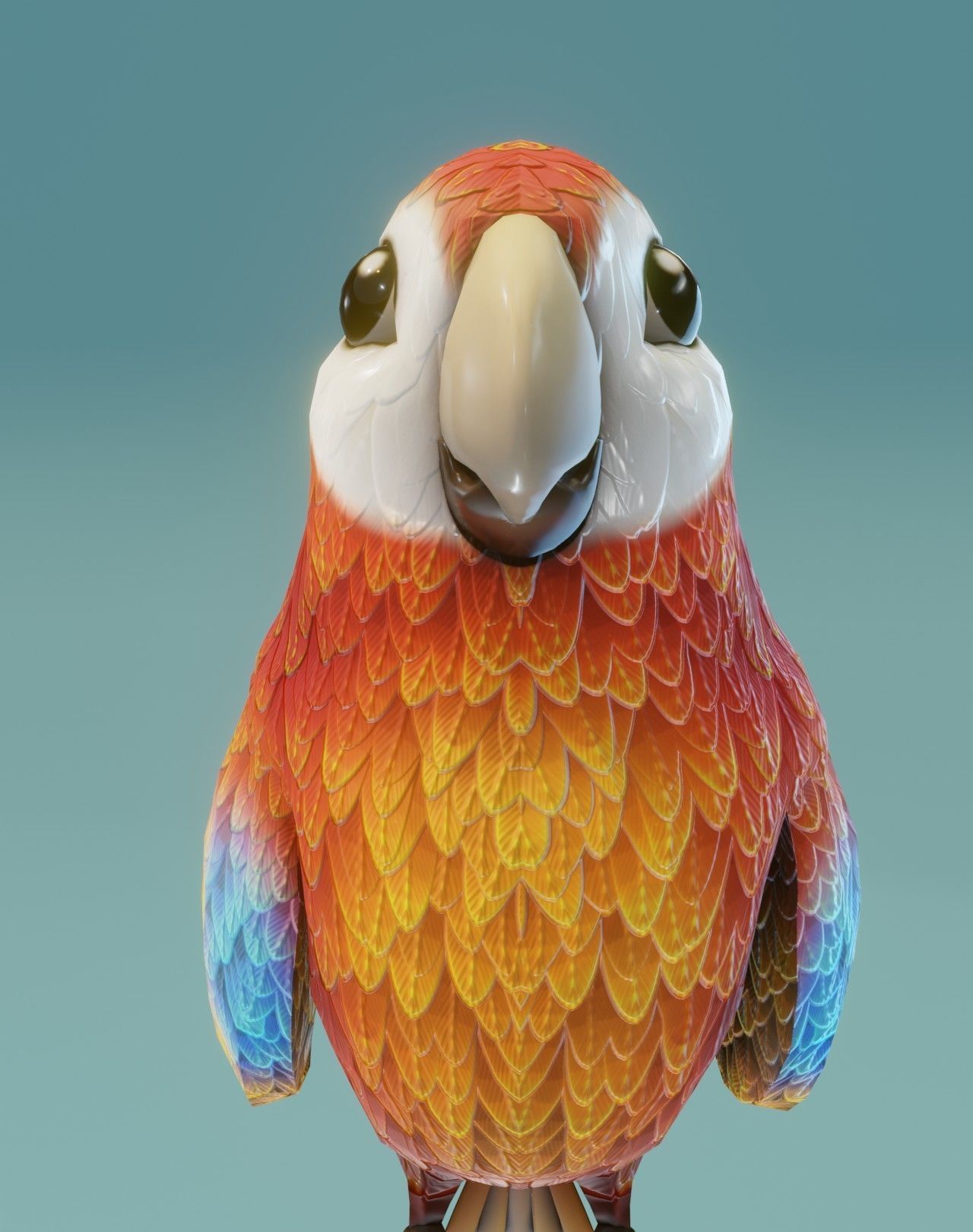 Cartoon Ara Parrot Rigged 3D Models Low-poly 3D model_60