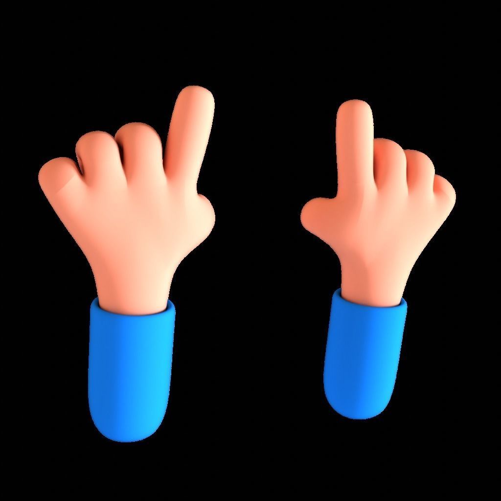 Cartoon Hand 5 Finger 3D model_1